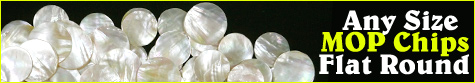 Mother of Pearl or MOP shell Chips falt round natural white or yellowish.